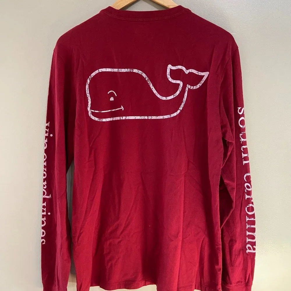 Vineyard Vines South Carolina Whale Long Sleeve Shirt College Maroon Men 2XL NEW